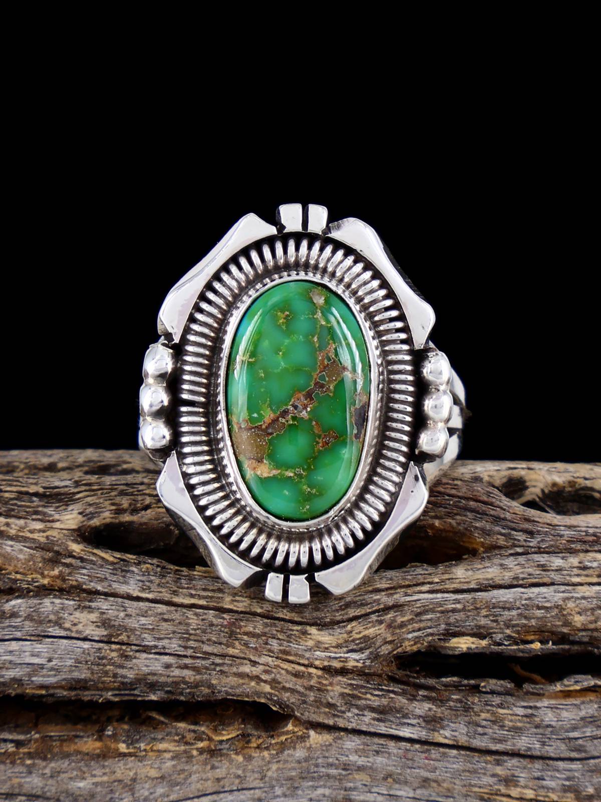 Native American Sonoran Gold Turquoise Ring, Size 6 - PuebloDirect.com