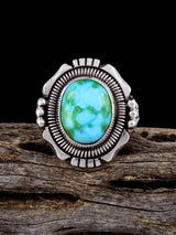 Native American Sonoran Gold Turquoise Ring, Size 8 - PuebloDirect.com