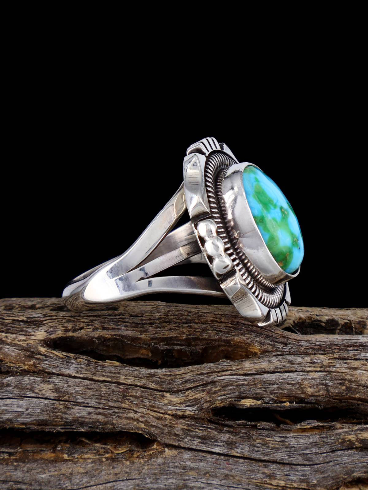 Native American Sonoran Gold Turquoise Ring, Size 8 - PuebloDirect.com