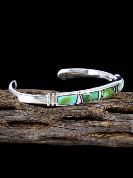 Native American Sonoran Gold Turquoise Inlay Bracelet - PuebloDirect.com