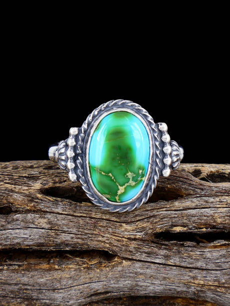 Native American Sonoran Gold Turquoise Ring, Size 8 3/4 - PuebloDirect.com