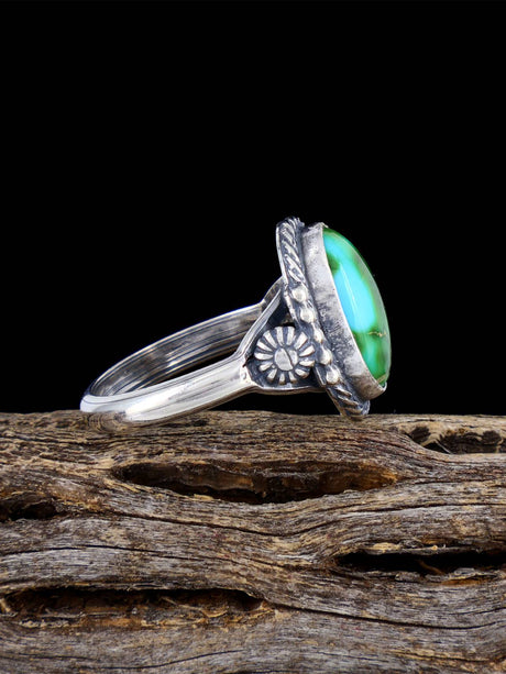 Native American Sonoran Gold Turquoise Ring, Size 8 3/4 - PuebloDirect.com