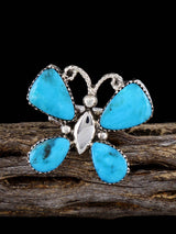 Native American Turquoise Butterfly Adjustable Ring, Size 6+ - PuebloDirect.com