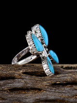 Native American Turquoise Butterfly Adjustable Ring, Size 6+ - PuebloDirect.com