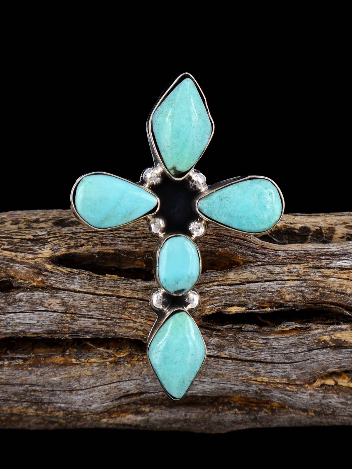Native American Turquoise Cross Ring, Size 7 - PuebloDirect.com