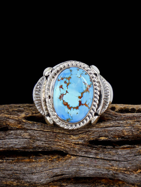 Navajo Golden Hill Turquoise Ring, Size 9 1/2 - PuebloDirect.com