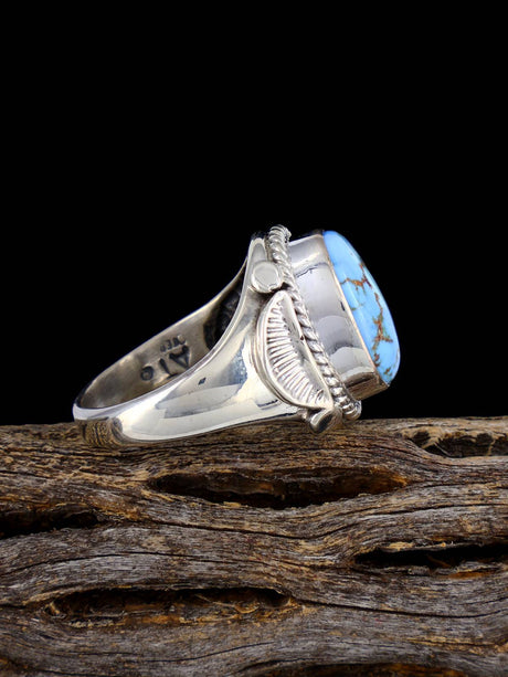 Navajo Golden Hill Turquoise Ring, Size 9 1/2 - PuebloDirect.com
