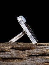 Navajo Multistone Inlay Sterling Silver Adjustable Ring Size 8+ - PuebloDirect.com