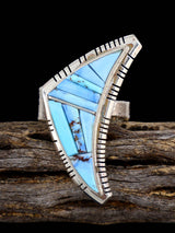 Golden Hill Turquoise Inlay Sterling Silver Ring, Size 11 1/4 - PuebloDirect.com
