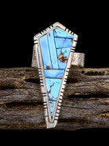 Golden Hill Turquoise Inlay Sterling Silver Ring, Size 8 1/4 - PuebloDirect.com