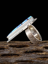 Golden Hill Turquoise Inlay Sterling Silver Ring, Size 8 1/4 - PuebloDirect.com