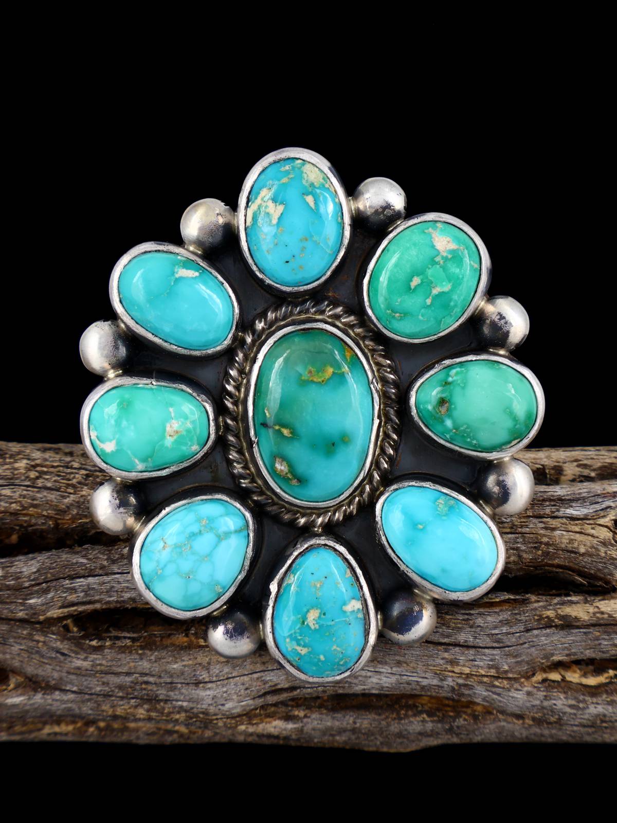 Native American Sonoran Gold Turquoise Ring, Size 10 - PuebloDirect.com
