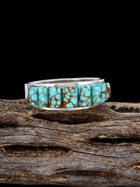 Navajo #8 Turquoise Cobblestone Inlay Ring, Size 12 - PuebloDirect.com