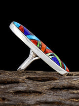 Multistone Inlay Sterling Silver Ring Size 9 - PuebloDirect.com