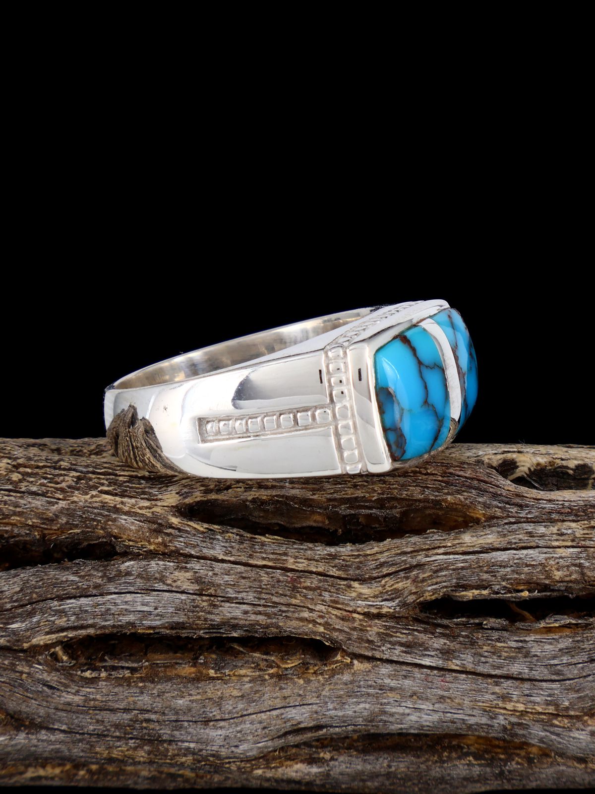 Turquoise Inlay Ring, Size 10 1/2 - PuebloDirect.com