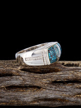 Turquoise Inlay Ring, Size 8 1/2 - PuebloDirect.com