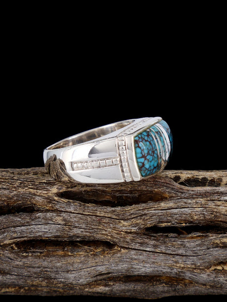Turquoise Inlay Ring, Size 8 1/2 - PuebloDirect.com