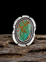 Navajo Sterling Silver Tyrone Turquoise Ring, Size 5 1/2 - PuebloDirect.com