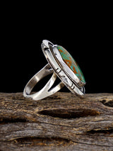 Navajo Sterling Silver Tyrone Turquoise Ring, Size 5 1/2 - PuebloDirect.com
