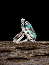 Navajo Sterling Silver Tyrone Turquoise Ring, Size 5 - PuebloDirect.com