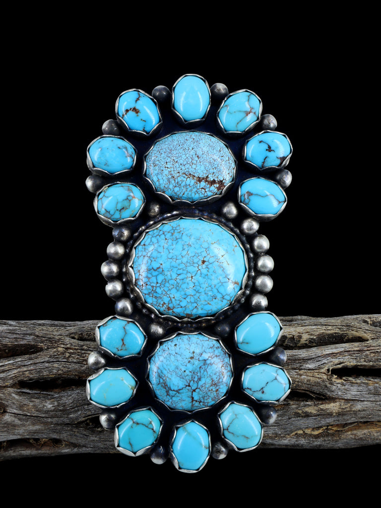 Egyptian Turquoise Sterling Silver Cluster Ring, Size 8 - PuebloDirect.com
