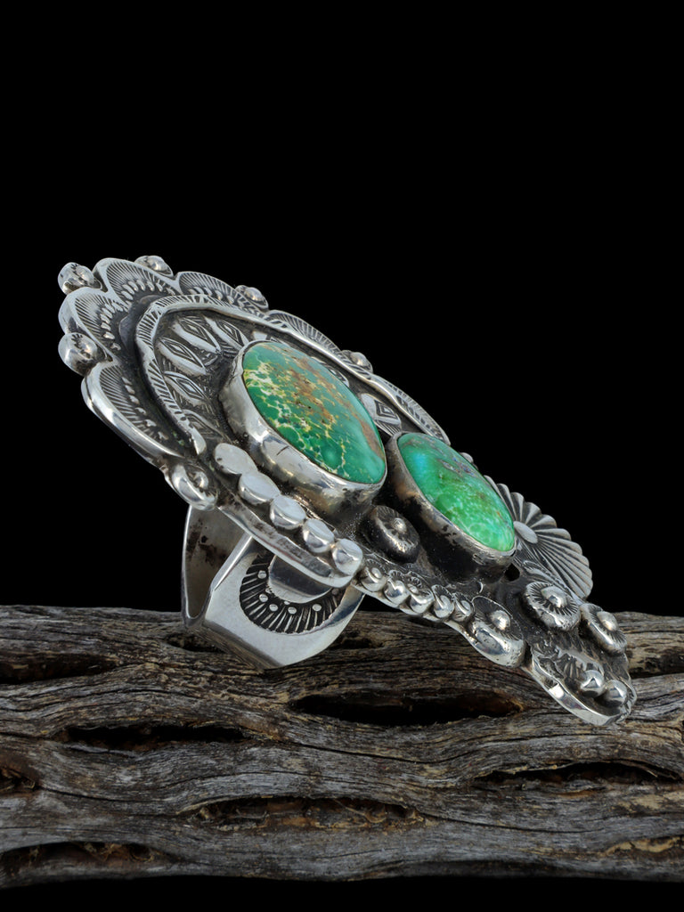 Yaqui Natural Stone Mountain Turquoise Sterling Silver Ring Size 8.5 - PuebloDirect.com
