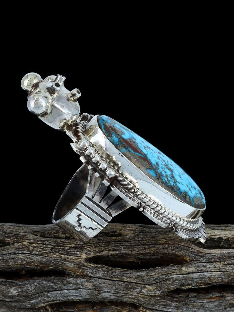 Navajo Turquoise Mudhead Kachina Ring, Size 7 1/2 - PuebloDirect.com