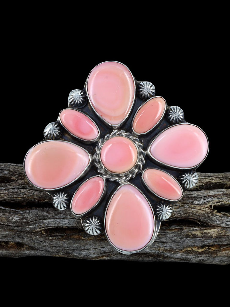 Adjustable Pink Conch Sterling Silver Ring - PuebloDirect.com