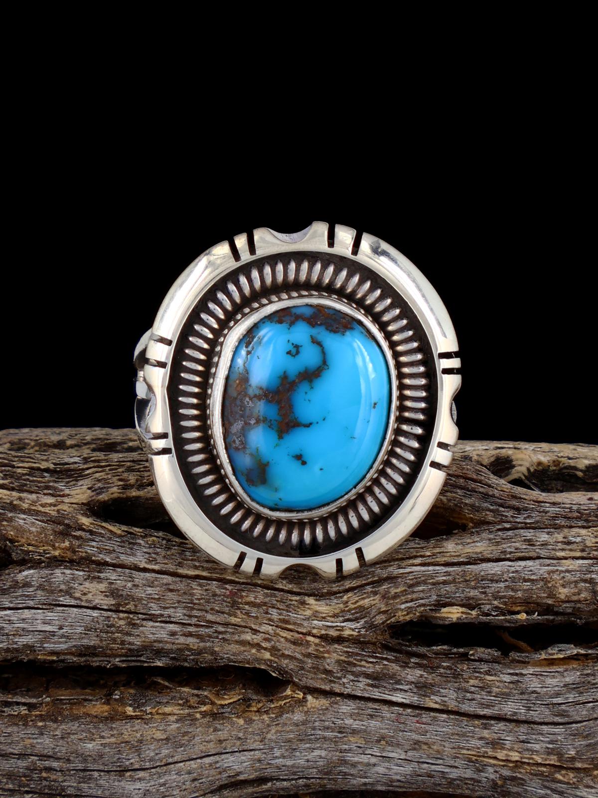 Navajo Turquoise Ring, Size 7 1/4 - PuebloDirect.com