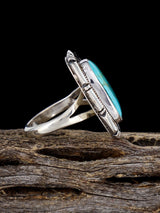 Navajo Sterling Silver Tyrone Turquoise Ring, Size 8 - PuebloDirect.com
