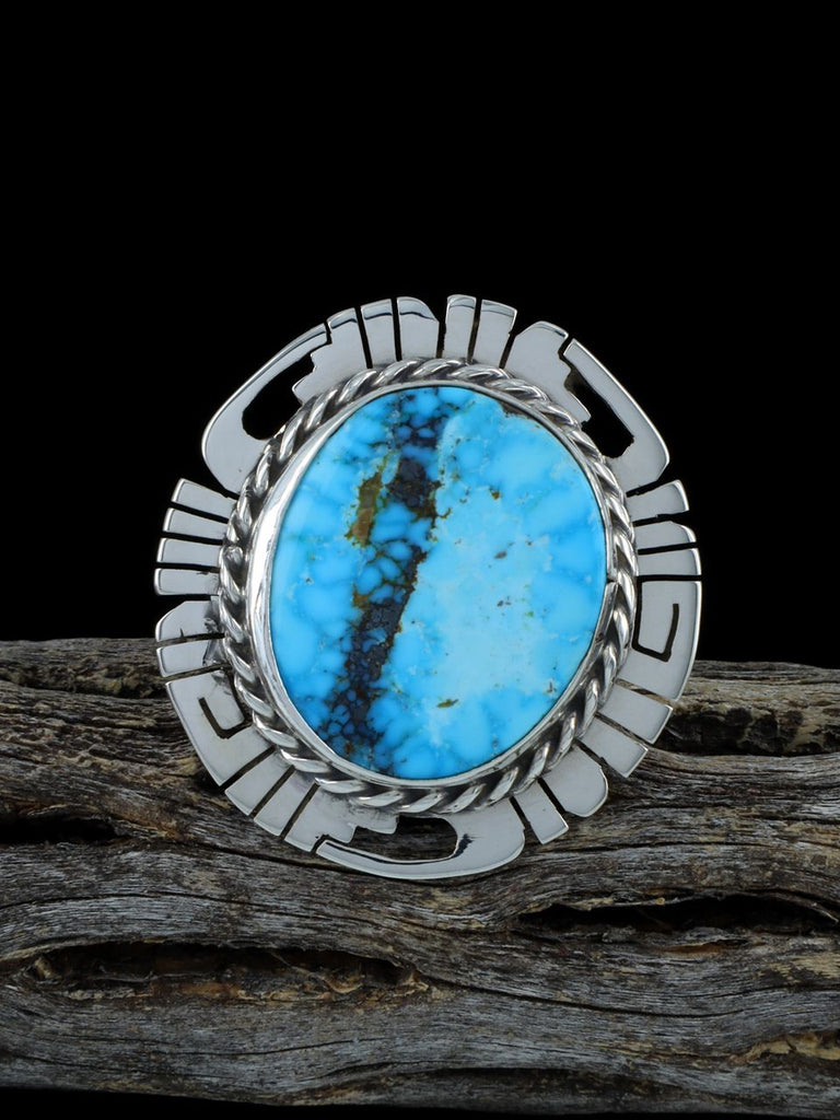 Sterling Silver Natural Kingman Turquoise Adjustable Ring, Size 8 1/2+ - PuebloDirect.com