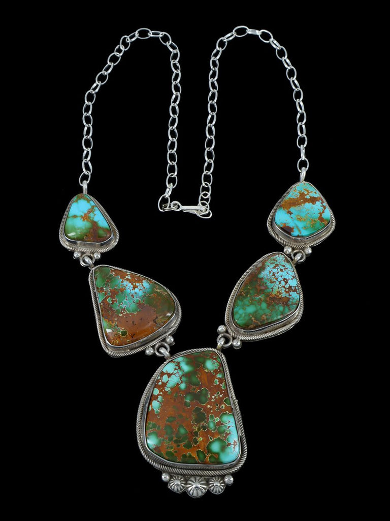 Navajo Natural Royston Turquoise Link Chain Necklace - PuebloDirect.com