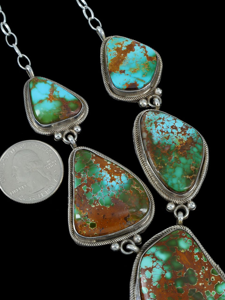 Navajo Natural Royston Turquoise Link Chain Necklace - PuebloDirect.com