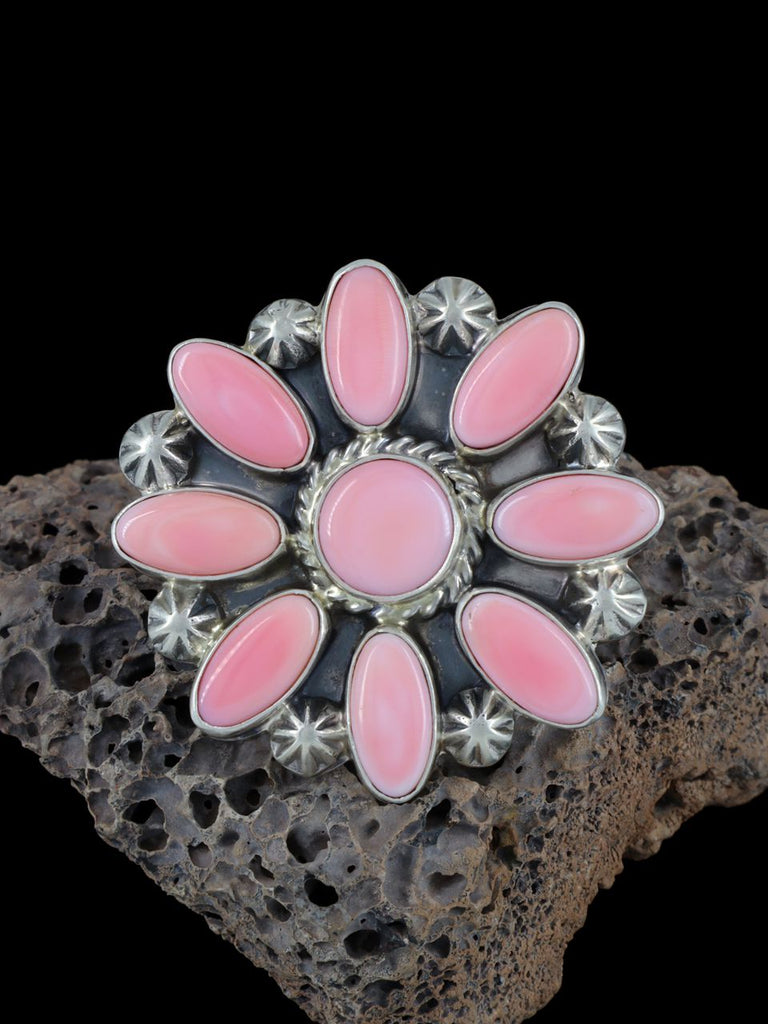 Adjustable Pink Conch Sterling Silver Ring - PuebloDirect.com