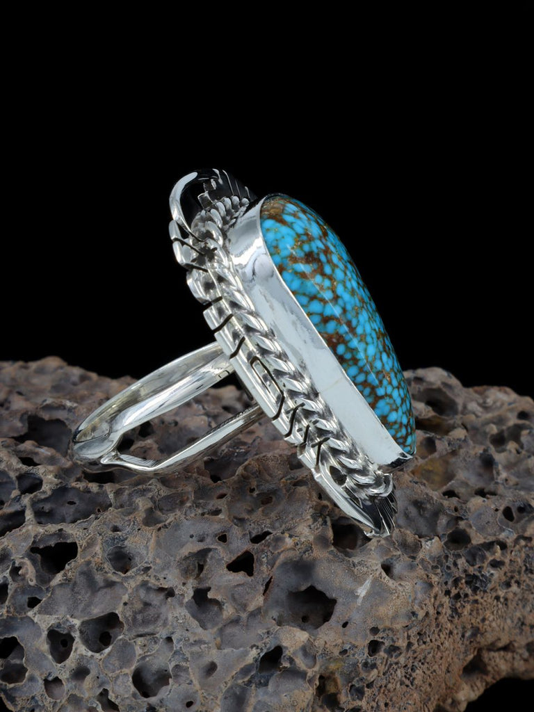 Sterling Silver Kingman Turquoise Adjustable Ring, Size 7+ - PuebloDirect.com