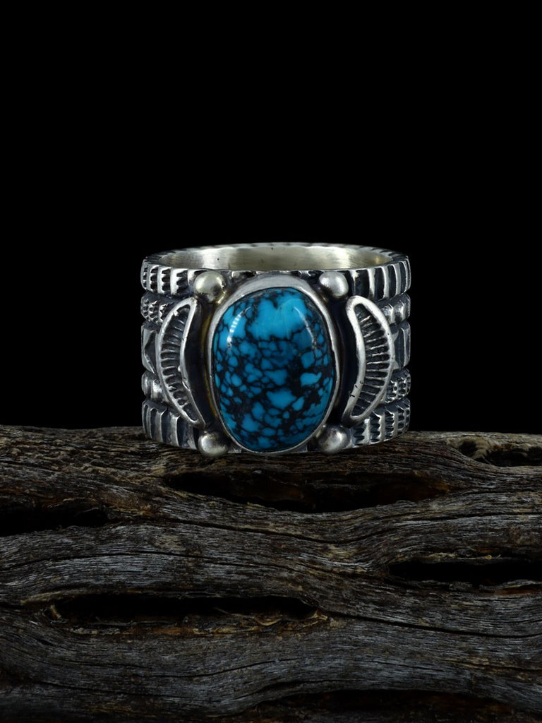 Navajo Natural Cloud Mountain Turquoise Ring, Size 8 1/2 - PuebloDirect.com