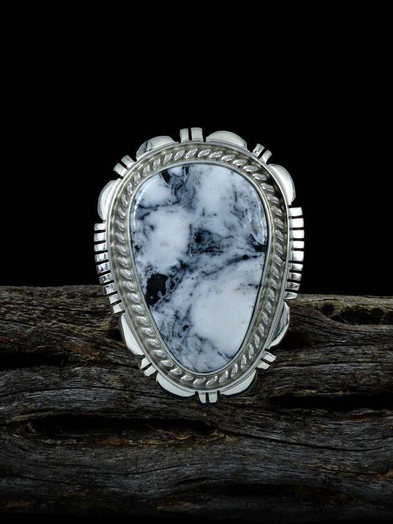 Sterling Silver White Buffalo Ring, Size 7 - PuebloDirect.com
