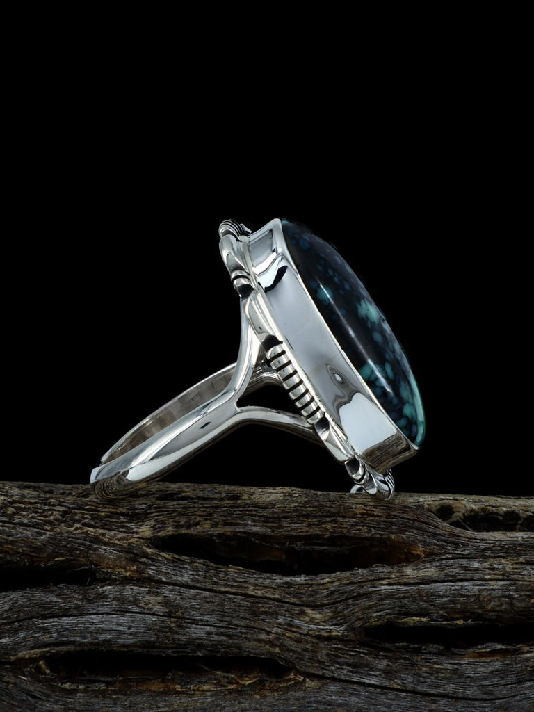 Sterling Silver Angel Wing Variscite Ring, Size 8 1/2 - PuebloDirect.com