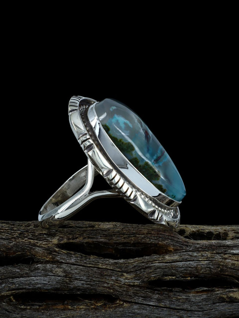 Sterling Silver Chrysocolla in Agate Ring, Size 8 - PuebloDirect.com