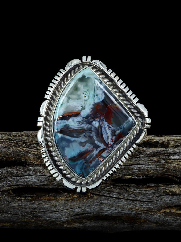 Sterling Silver Chrysocolla in Agate Ring, Size 8 - PuebloDirect.com