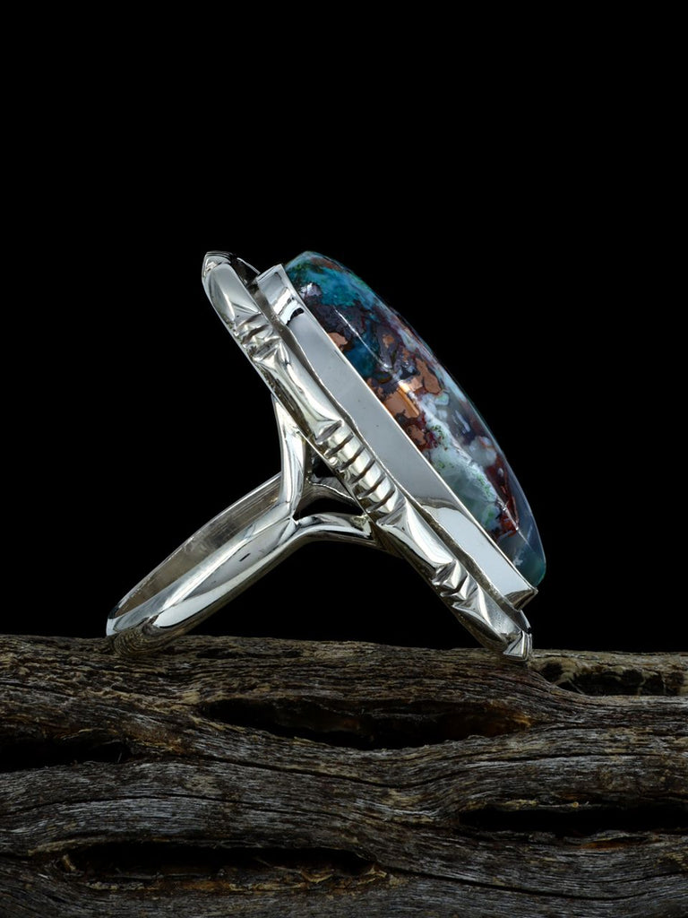 Sterling Silver Chrysocolla in Agate Ring, Size 9 - PuebloDirect.com