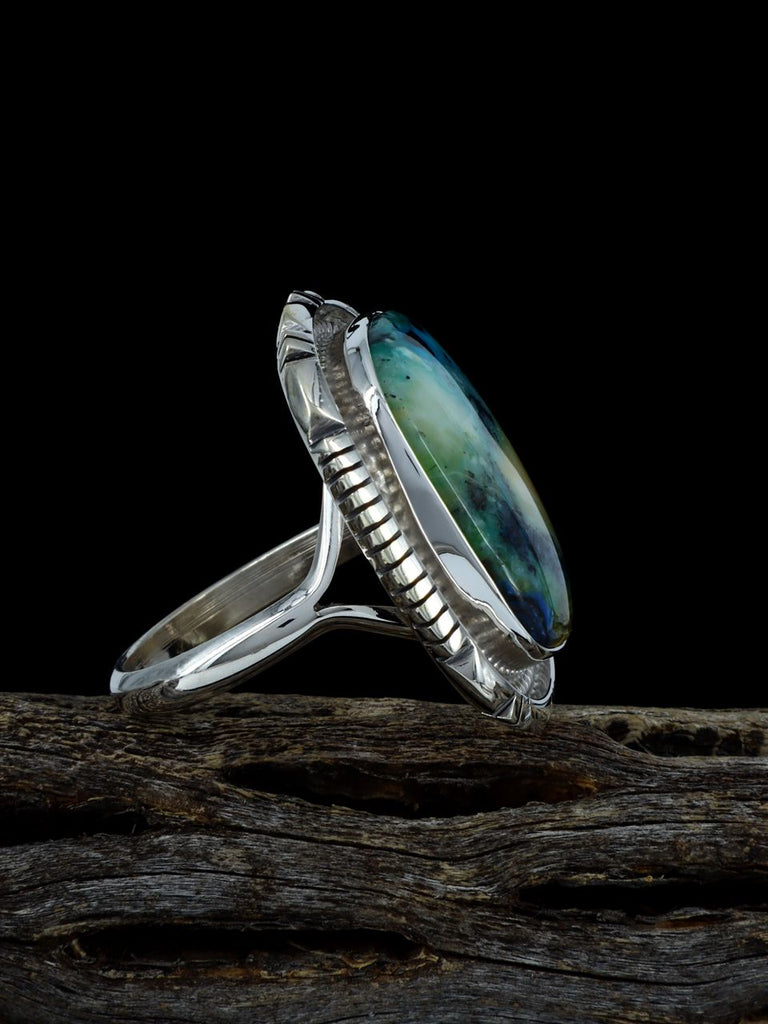 Natural Opalized Petrified Wood Sterling Silver Ring, Size 9 1/2 - PuebloDirect.com