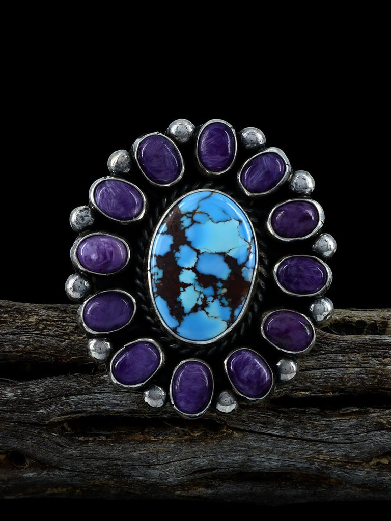 Golden Hill Turquoise and Charoite Cluster  Ring, Size 8.5 - PuebloDirect.com