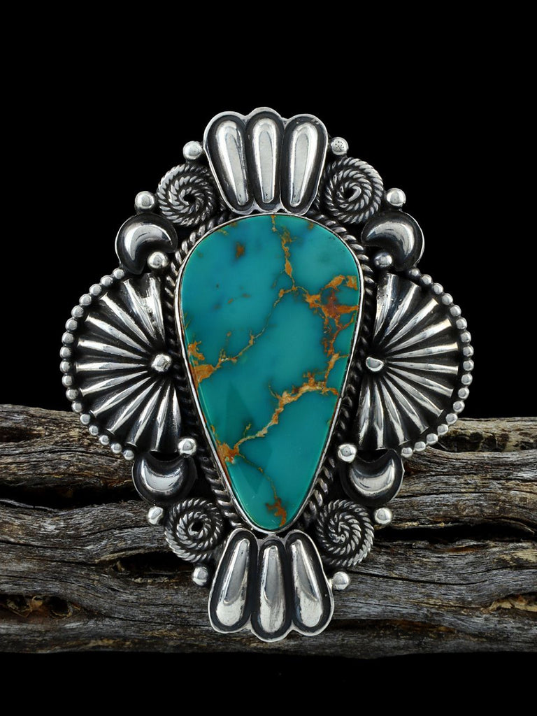 Natural Royston Turquoise Sterling Silver Ring Size 8 1/2 - PuebloDirect.com
