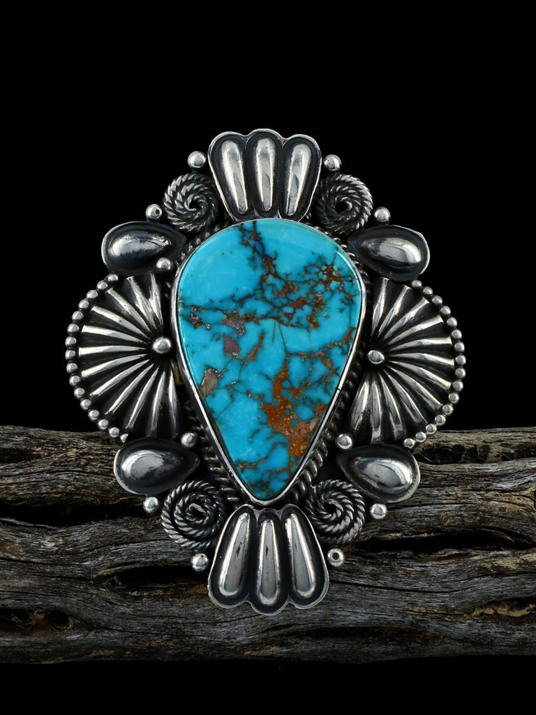 Natural Royston Turquoise Sterling Silver Ring Size 7.5 - PuebloDirect.com