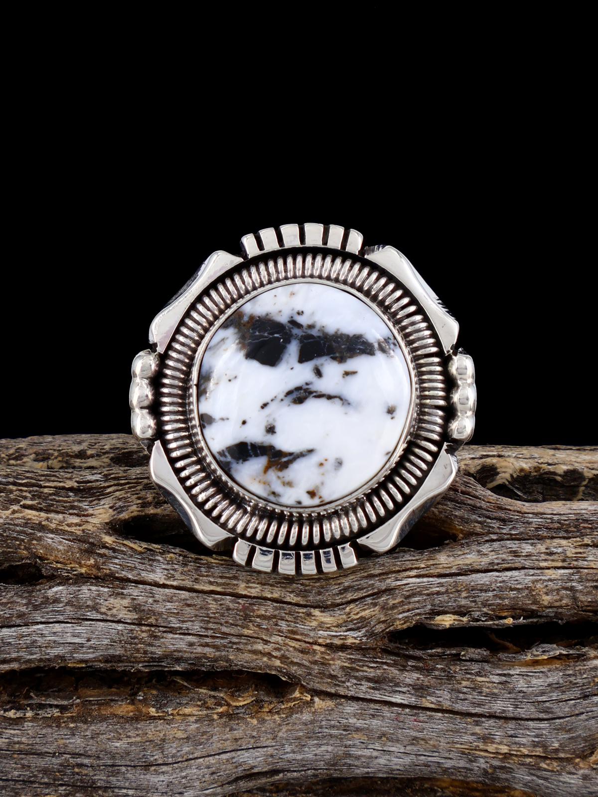 Navajo White Buffalo Ring, Size 9 - PuebloDirect.com