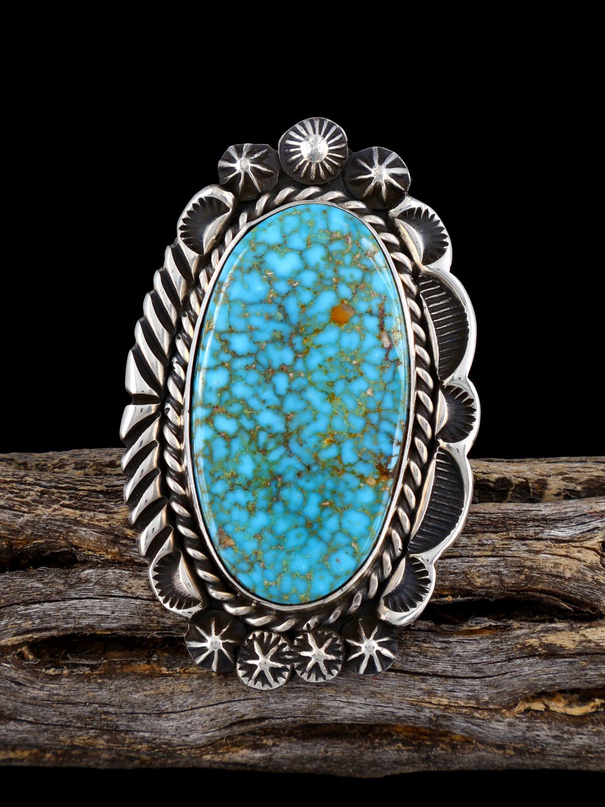 Navajo Kingman Turquoise Ring, Size 8 3/4 - PuebloDirect.com