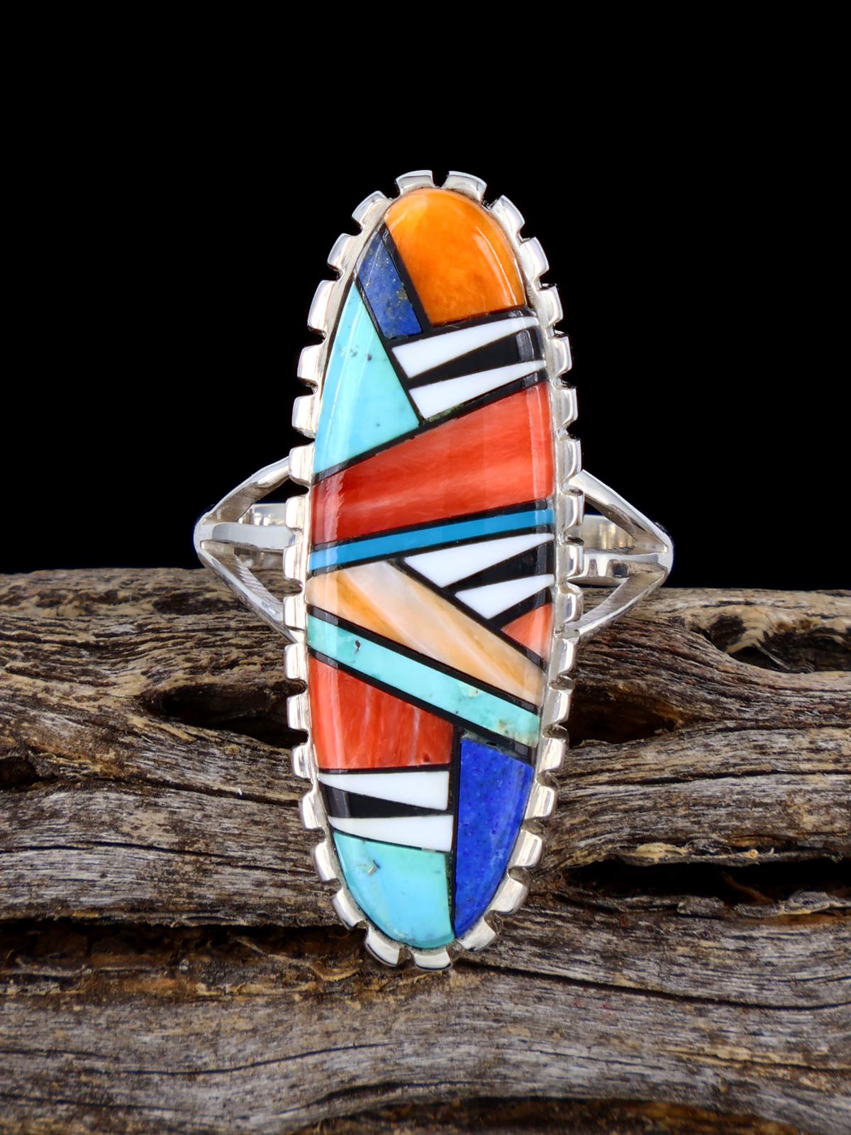 Bague incrustée de turquoise et de lapis, taille 9 1/2