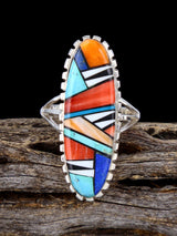 Bague incrustée de turquoise et de lapis, taille 9 1/2