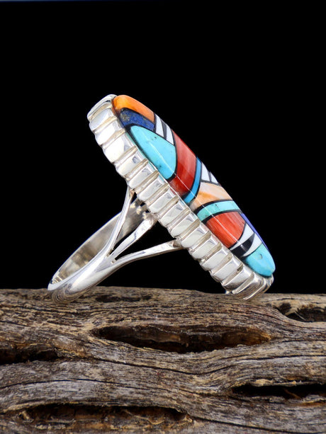 Navajo Multi Stone Inlay Ring, Size 7 1/2